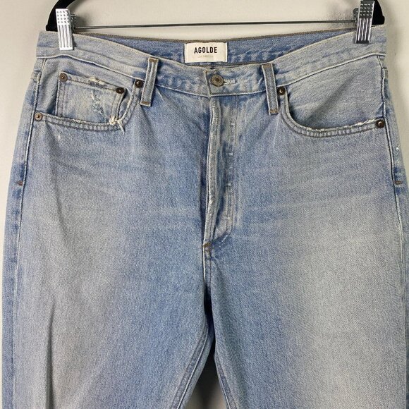 Agolde Riley High Rise Straight Crop Jeans Size 31 Clear Skies Light Wash - Picture 2 of 11